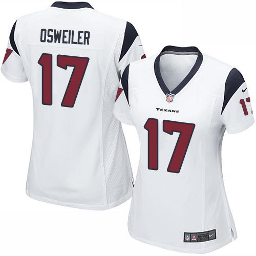 Women's Nike Texans #17 Brock Osweiler White Stitched NFL Elite Jersey