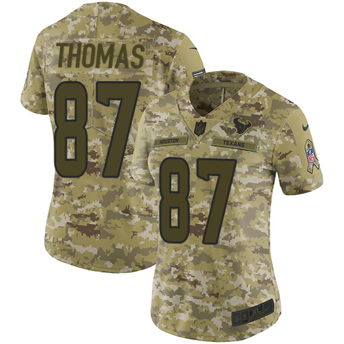 Women's Nike Texans #87 Demaryius Thomas Camo Women's Stitched NFL Limited 2018 Salute to Service Jersey