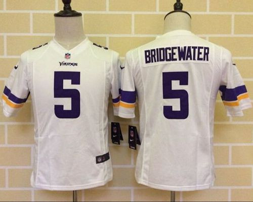 Youth New Vikings #5 Teddy Bridgewater White Stitched NFL Elite Jersey