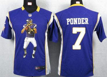 Youth NEW NFL Minnesota Vikings 7 Ponder Purple Portrait Fashion Game Jerseys