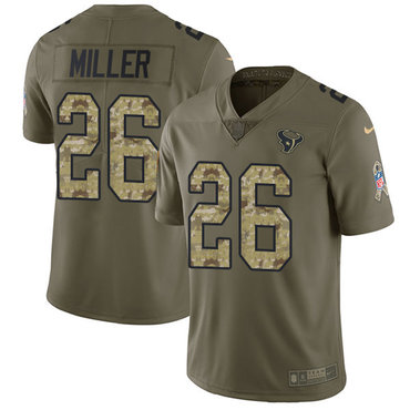 Nike Texans #26 Lamar Miller Olive Camo Youth Stitched NFL Limited 2017 Salute to Service Jersey