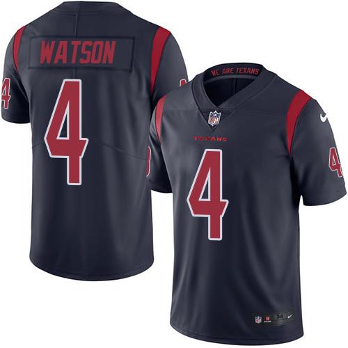 Nike Texans #4 Deshaun Watson Navy Blue Youth Stitched NFL Limited Rush Jersey