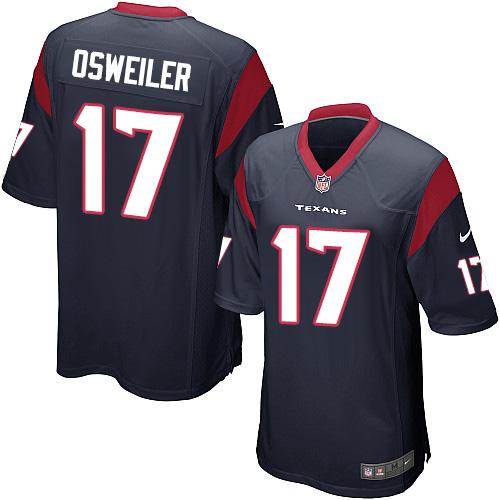 Youth Nike Texans #17 Brock Osweiler Navy Blue Team Color Stitched NFL Elite Jersey