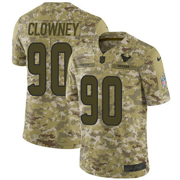Nike Texans #90 Jadeveon Clowney Camo Youth Stitched NFL Limited 2018 Salute to Service Jersey
