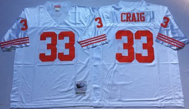 Mitchell And Ness 49ers #33 Roger Craig white Men's Throwback Stitched NFL Jersey