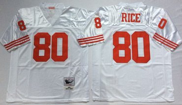 Mitchell And Ness 49ers #80 Jerry Rice white Men's Throwback Stitched NFL Jersey