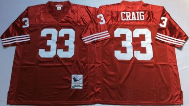 Mitchell And Ness 49ers #33 Roger Craig red Men's Throwback Stitched NFL Jersey