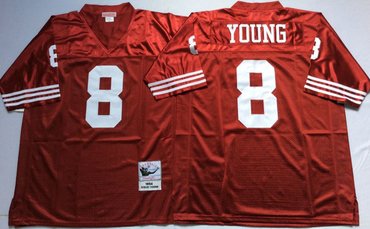 Mitchell And Ness 49ers #8 Steve Young Men's Throwback Stitched NFL Jersey