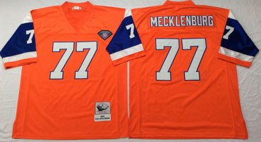 Mitchell And Ness Broncos #77 Karl Mecklenburg Orange Men's Throwback Stitched NFL Jersey