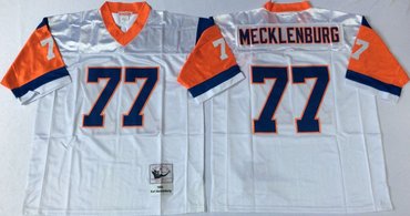 Mitchell And Ness Broncos #77 Karl Mecklenburg Men's white Throwback Stitched NFL Jersey