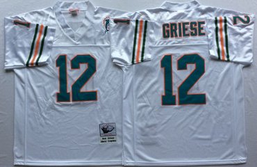 Mitchell And Ness Dolphins #12 bob griese white Throwback Stitched NFL Jersey