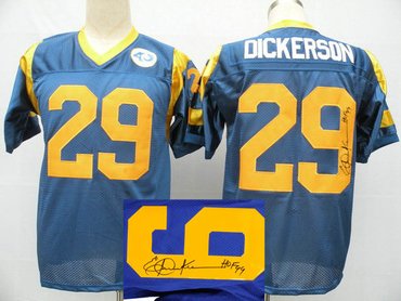 St.Louis Rams 29# Eric Dickerson Blue Throwback Jersey(Signed Elite)