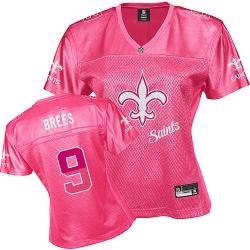 new orleans saints #9 brees pink fam fan women jerseys