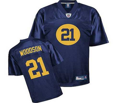 green bay packers 21 ch.arles woodson blue jersey