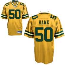 green bay packers 50 a.j.hawk yellow