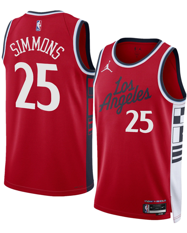 Men's Los Angeles Clippers #25 Ben Simmons Red 2024 25 Statement Edition Stitched Jersey