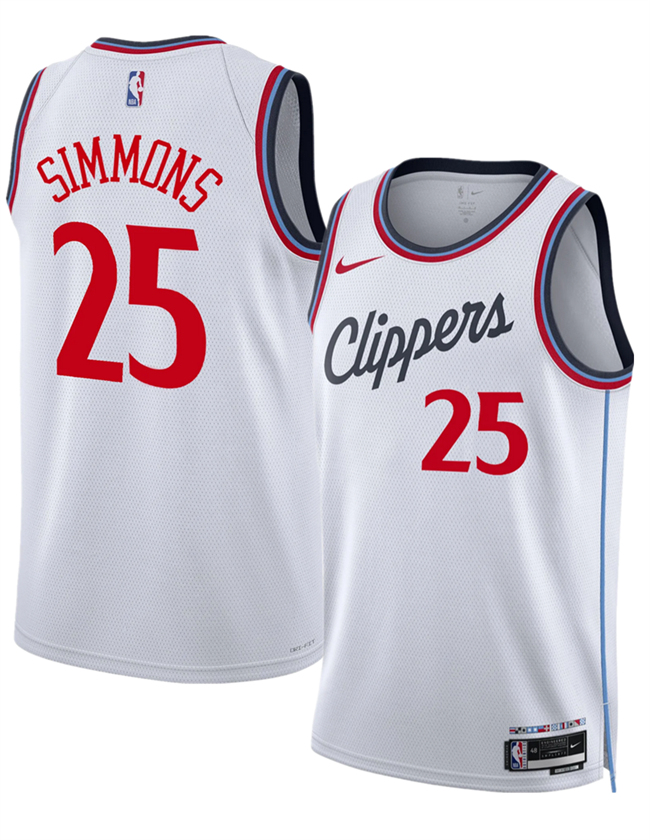 Men's Los Angeles Clippers #25 Ben Simmons White 2024 25 Stitched Jersey
