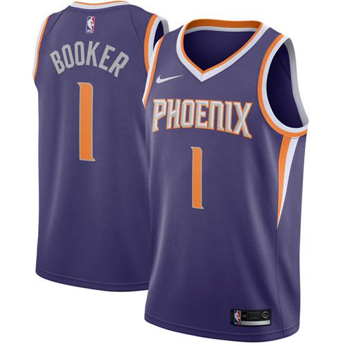 Nike Suns #1 Devin Booker Purple Stitched NBA Swingman Jersey