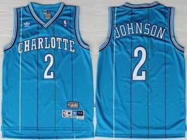 Charlotte Hornets 2 Larry Johnson Blue Soul Swingman NBA Jerseys
