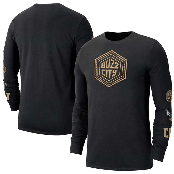 Men's Charlotte Hornets Black 2022 23 City Edition Essential Expressive Long Sleeve T-Shirt