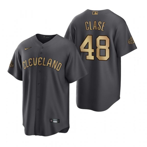 Mens Cool Base Emmanuel Clase Cleveland Guardians 2022 MLB All-Star Game Charcoal Black Stitched Jersey