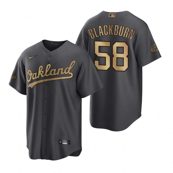 Mens Cool Base Paul Blackburn Oakland Athletics 2022 MLB All-Star Game Charcoal Black Stitched Jersey