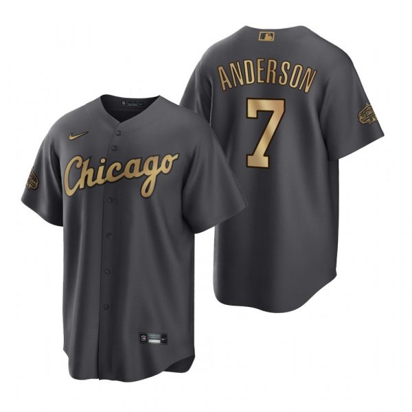 Mens Cool Base Tim Anderson Chicago White Sox 2022 MLB All-Star Game Charcoal Black Stitched Jersey
