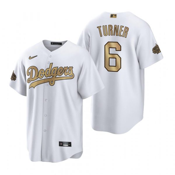 Mens Cool Base Trea Turner Los Angeles Dodgers 2022 MLB All-Star Game White Stitched Jersey