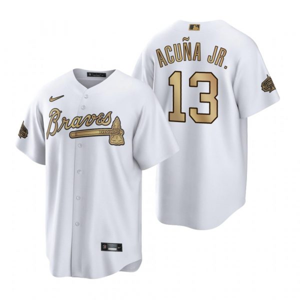 Mens Cool Base Ronald Acuna Jr. Atlanta Braves 2022 MLB All-Star Game White Stitched Jersey