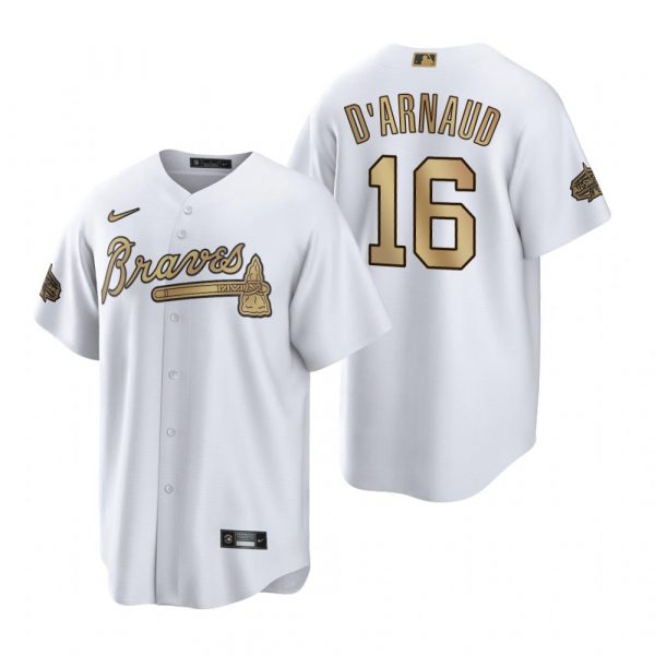 Mens Cool Base Travis D’Arnaud Atlanta Braves 2022 MLB All-Star Game White Stitched Jersey