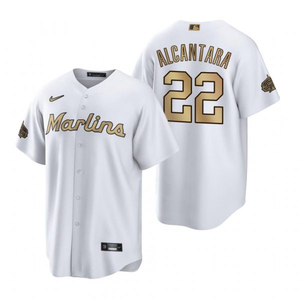 Mens Cool Base Sandy Alcantara Miami Marlins 2022 MLB All-Star Game White Stitched Jersey