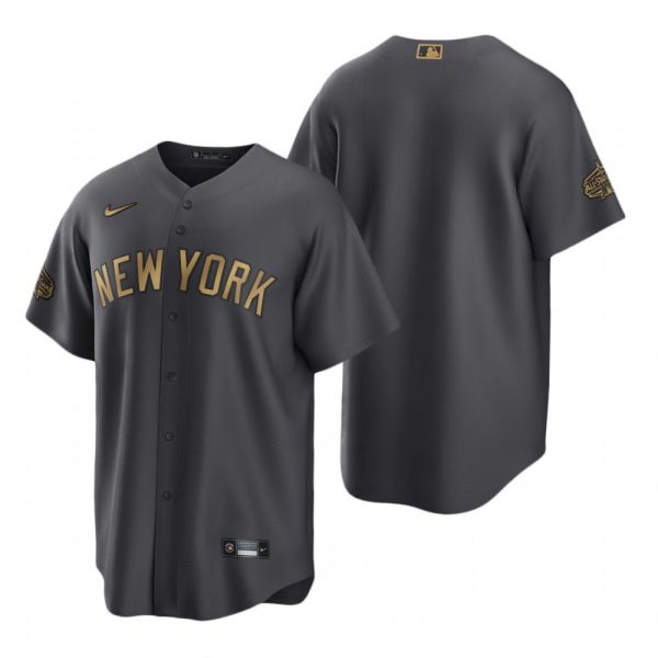 Mens Cool Base New York Yankees 2022 MLB All-Star Game Charcoal Black Stitched Jersey