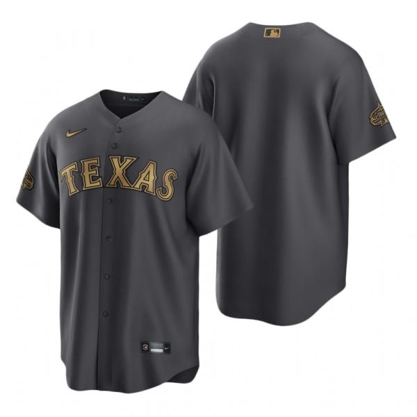 Mens Cool Base Texas Rangers 2022 MLB All-Star Game Charcoal Black Stitched Jersey