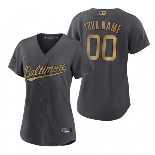 Womens Custom Baltimore Orioles 2022 MLB All-Star Game Charcoal Black Stitched Jersey