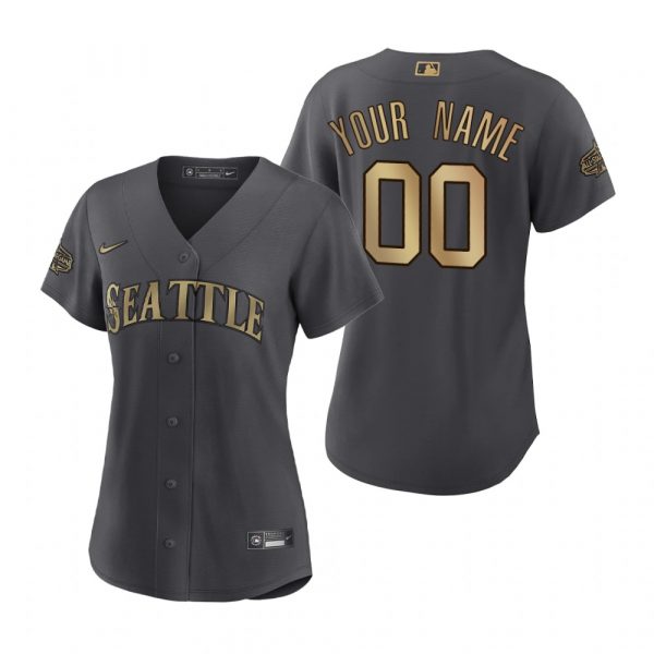 Womens Custom Seattle Mariners 2022 MLB All-Star Game Charcoal Black Stitched Jersey