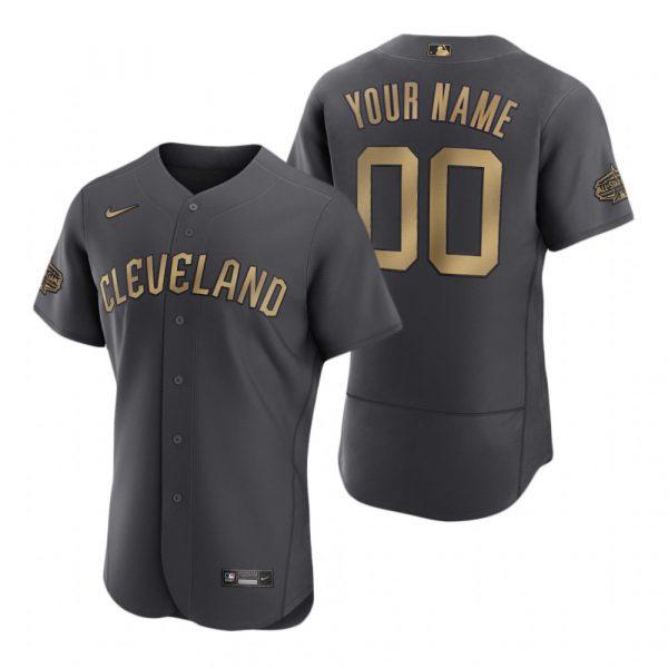 Mens Flex Base Custom Cleveland Guardians 2022 MLB All-Star Game Charcoal Black Stitched Jersey