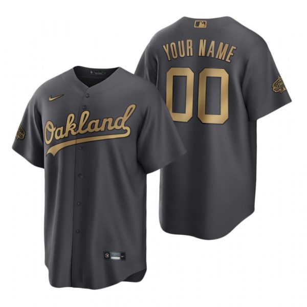 Mens Cool Base Custom Oakland Athletics 2022 MLB All-Star Game Charcoal Black Stitched Jersey