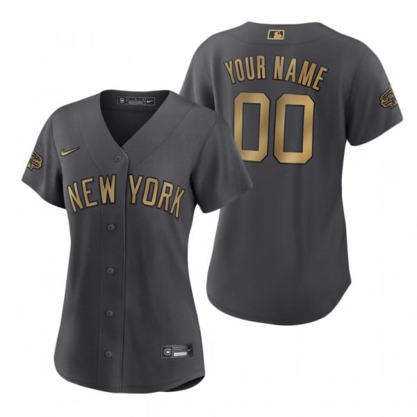 Womens Custom New York Yankees 2022 MLB All-Star Game Charcoal Black Stitched Jersey