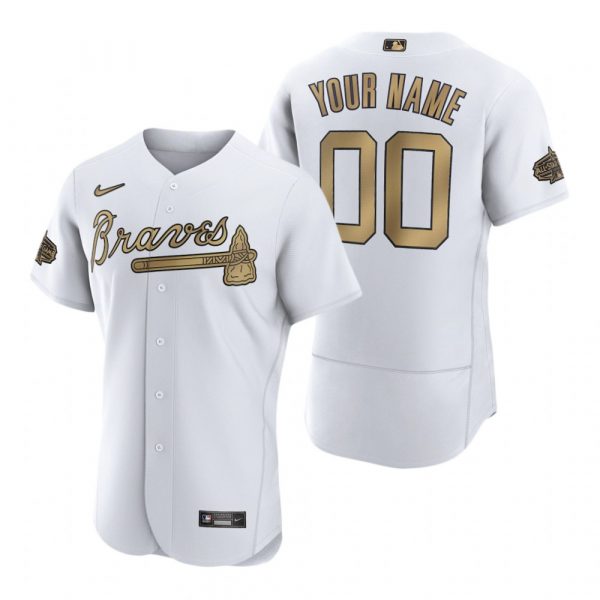 Mens Flex Base Custom Atlanta Braves 2022 MLB All-Star Game White Stitched Jersey