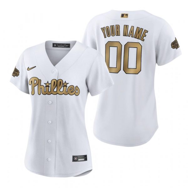 Womens Custom Philadelphia Phillies 2022 MLB All-Star Game White Stitched Jersey