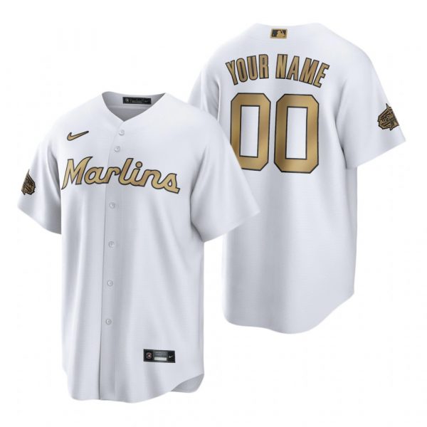 Mens Cool Base Custom Miami Marlins 2022 MLB All-Star Game White Stitched Jersey