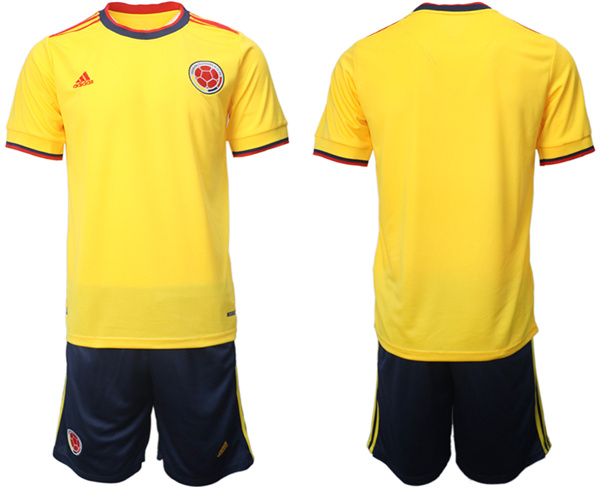 Men's Columbia Blank Yellow Home Soccer Jersey Suit 1