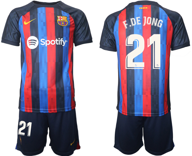 2022-23 Men's Barcelona home #21 Frenkie De Jong Jersey