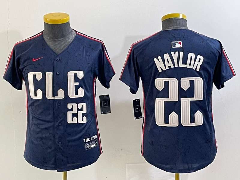 Youth Cleveland Guardians #22 Josh Naylor Navy 2024 City Connect Limited Stitched jerseys 8