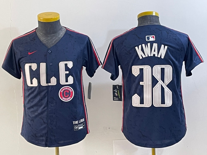 Youth Cleveland Guardians #38 Steven Kwan Navy 2024 City Connect Limited Stitched Baseball Jersey 4