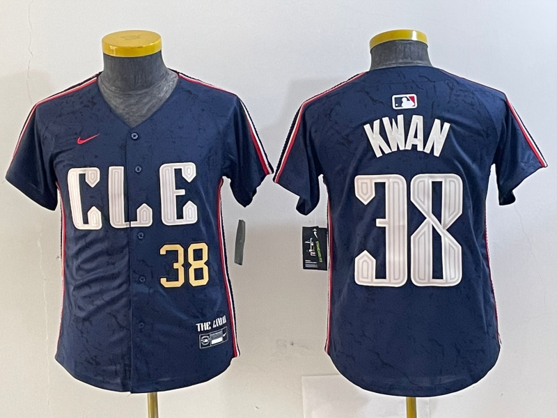 Youth Cleveland Guardians #38 Steven Kwan Navy 2024 City Connect Limited Stitched Baseball Jersey 2