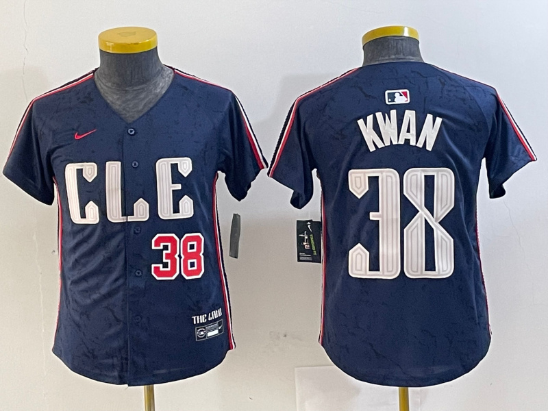 Youth Cleveland Guardians #38 Steven Kwan Navy 2024 City Connect Limited Stitched Baseball Jersey