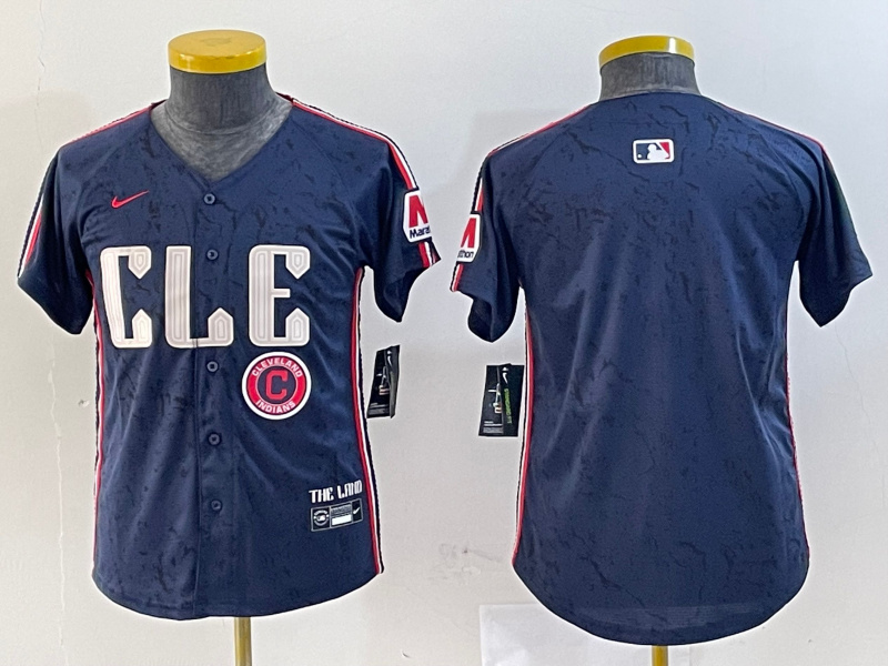 Youth Cleveland Guardians Team Big Logo Navy 2024 City Connect Stitched Baseball JerseyS 4