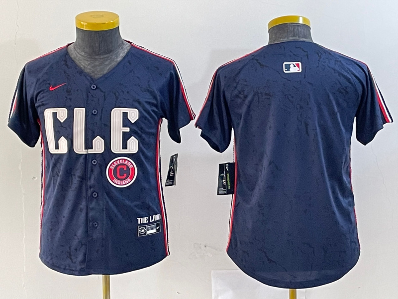 Youth Cleveland Guardians Team Big Logo Navy 2024 City Connect Stitched Baseball JerseyS 2