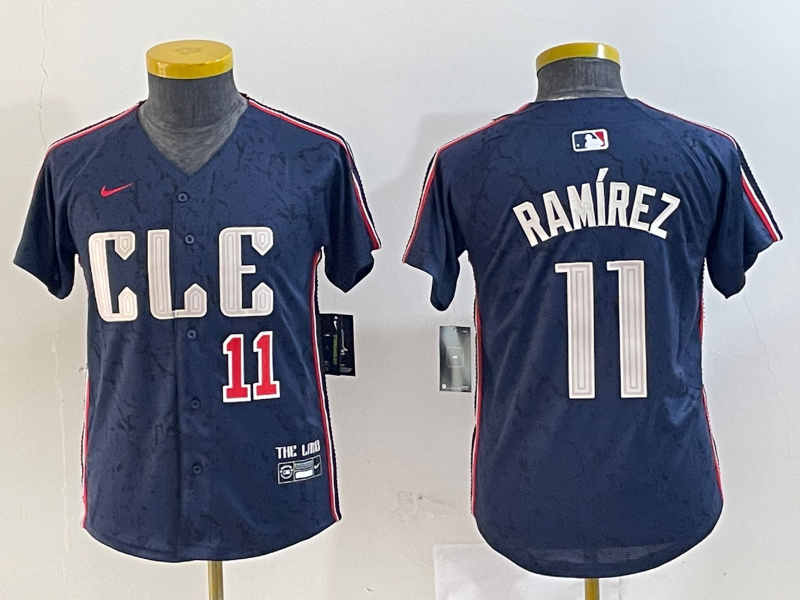 Youth Cleveland Guardians #11 José Ramírez Navy 2024 City Connect Limited Stitched Baseball Jersey 1